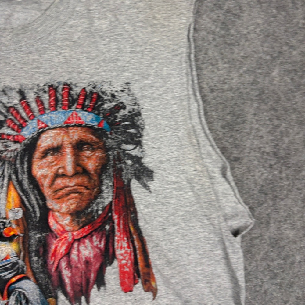Y2K Native American Muscle Tank Mens Small Gray Brothers Wind Biker Graphic Surf - Picture 6 of 13